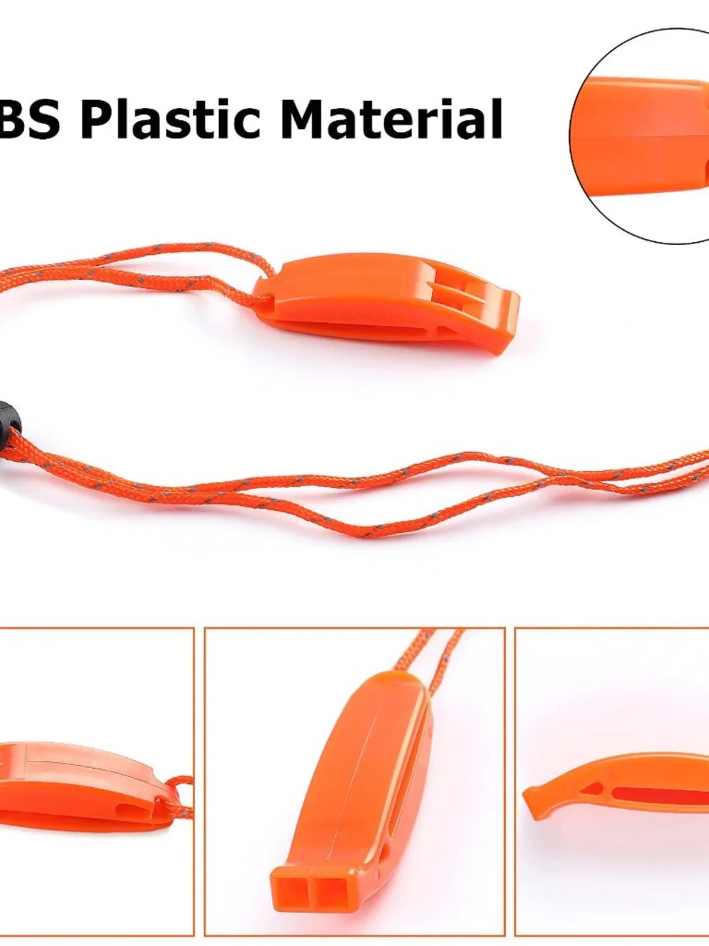 JULBEAR 6PCS Safety Survival Whistles with Adjustable Reflective Lanyard Emergen